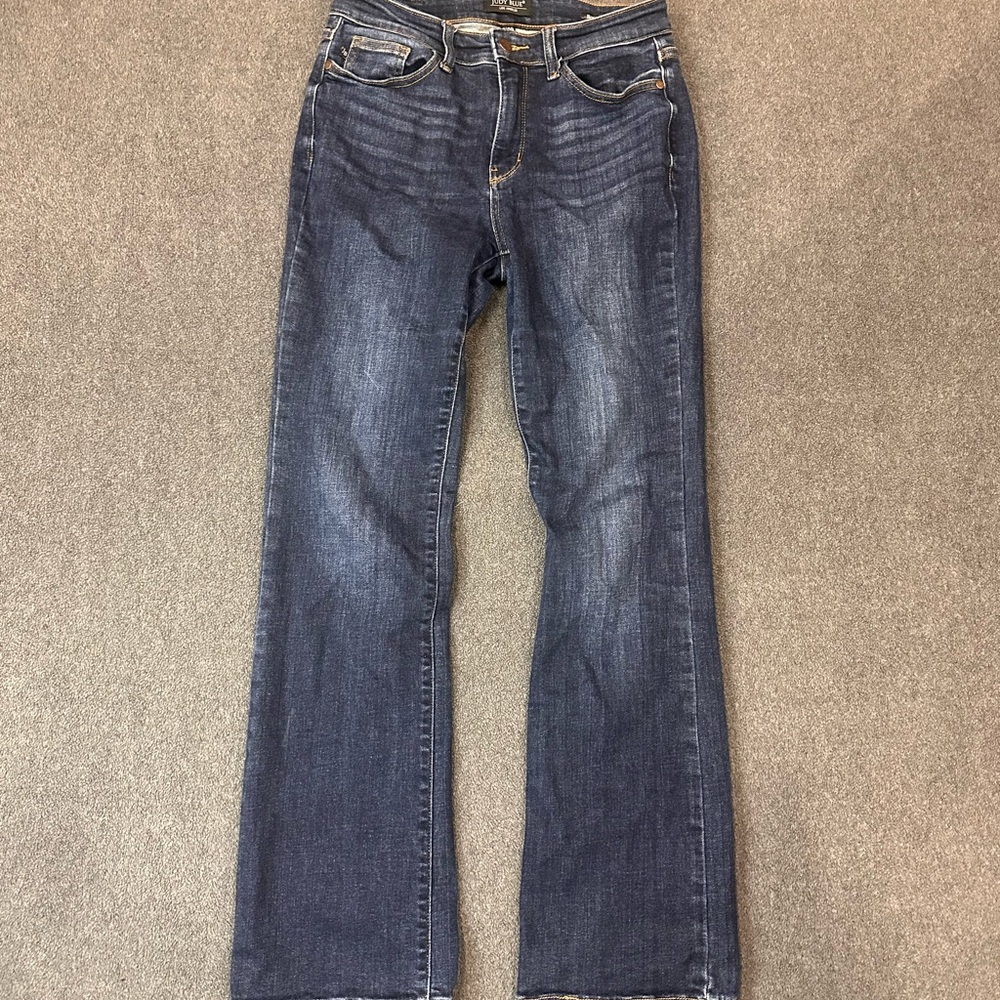 Judy Blue Bootcut Jeans Size 9/29 Frayed Hem Dark Wash Stretch Casual Comfort